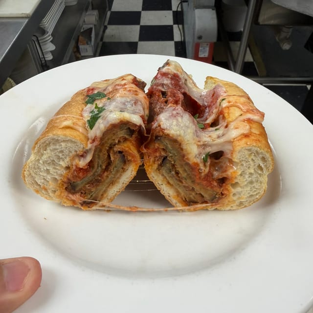 Eggplant Parmesan Sandwich.